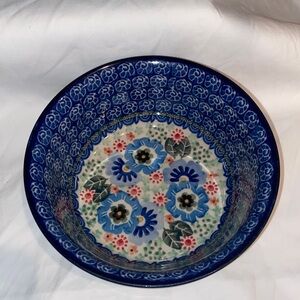 New Polish pottery Unikat 6.25” cereal or salad bowl floral.